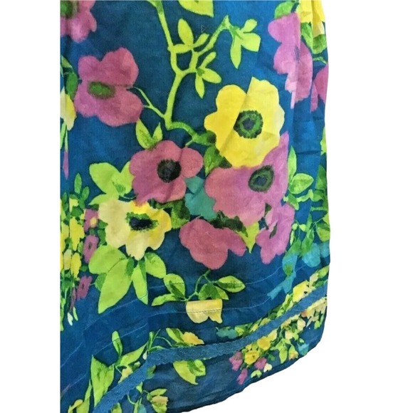 Juniors Aeropostale Blue Yellow Floral Print Strapless Cotton Sundress Size M - Picture 2 of 6